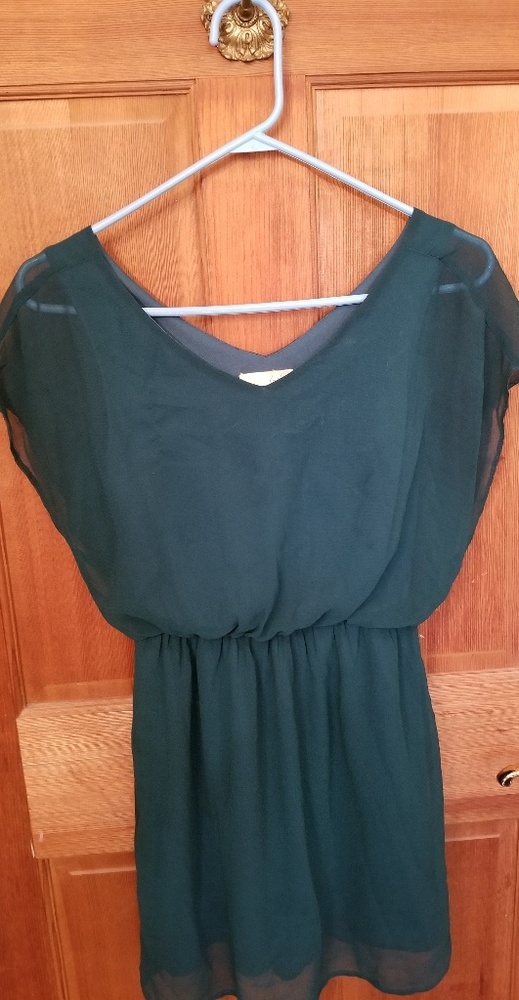 Green Mimi Dress Sheer Overlay